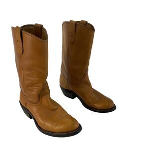 Vintage USA Santa Rosa Leather Western Riding Boots Tan Size 8B Women Preowned